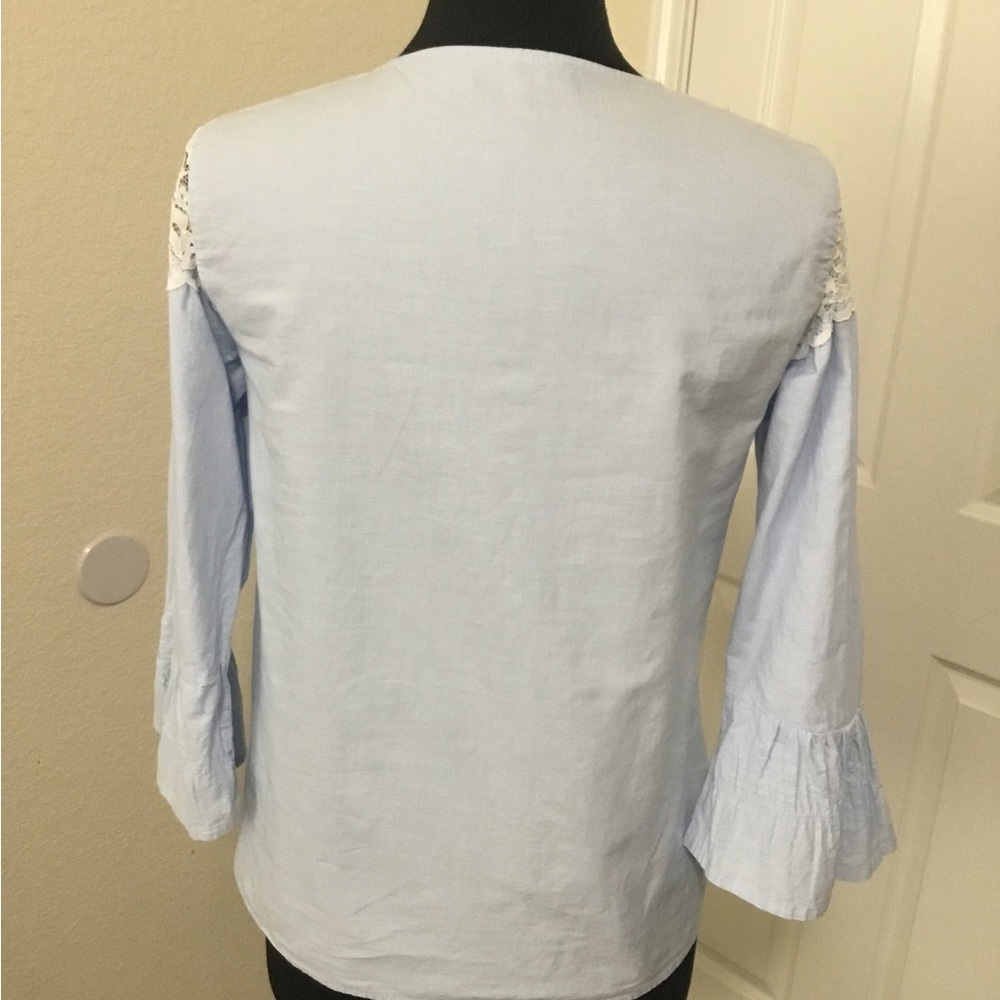 Zara Basic Collection Top, Size Large, Blue With … - image 4